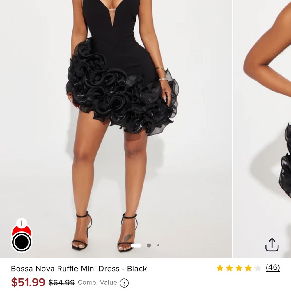 Black Ruffle Mini Dress - Picture 3 of 3